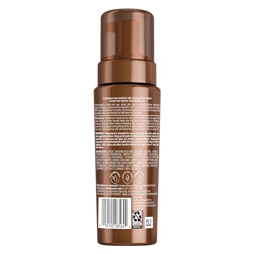 Jergens Self Tanner, Natural Glow Instant Sun, Sunless Tanning Mousse, Quick Self Tanner Foam, Ultra Deep Brozne, 6 Oz