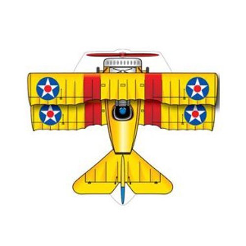 Xkites MicroKite Planes Bi-Plane 4.75 inch Yellow Kite