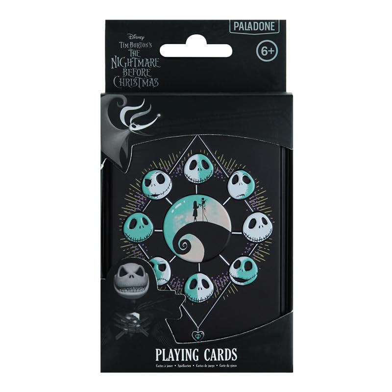 Paladone Nightmare Before Christmas Playing Cards in Collectable Tin - Officially Licensed Disney Merchandise, Standard Deck of 52 Cards with Character Illustrations, Gift for Jack Skellington Fans