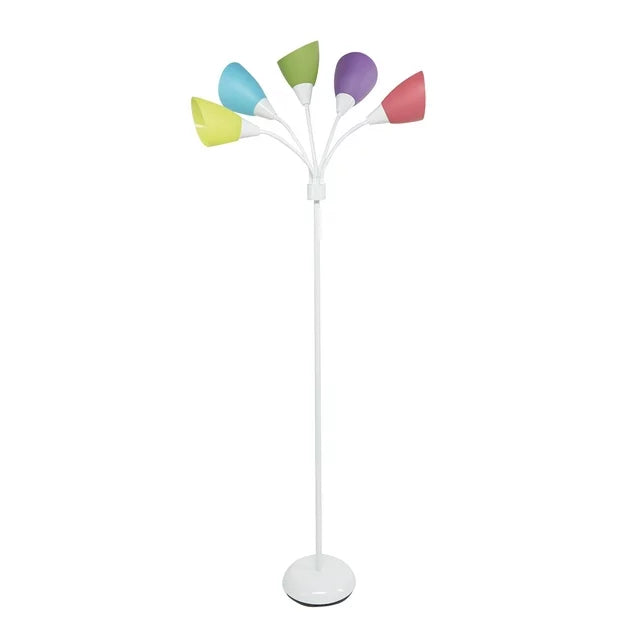 Mainstays 5-Light Metal Floor Lamp, Silver Finish, Multi Shades