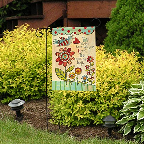 Rain or Shine Flip-It! Small Garden Flag "You Always Listen With Your Heart, You Make Me Laugh" Flowers Birds #0756185 12.5" x 18"