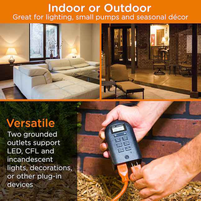 myTouchSmart 15 -Amps 125-volt Indoor or outdoor 2 -Outlet Programmable Countdown Digital Lighting Timer
