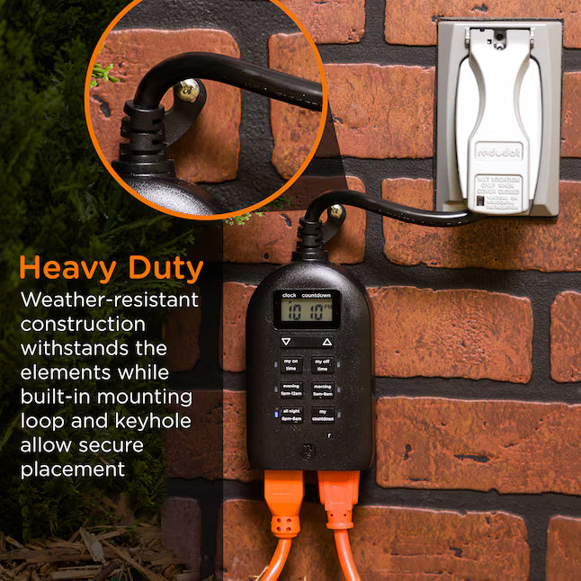 myTouchSmart 15 -Amps 125-volt Indoor or outdoor 2 -Outlet Programmable Countdown Digital Lighting Timer
