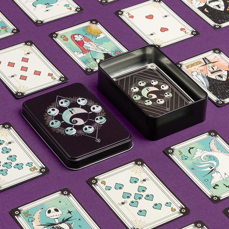 Paladone Nightmare Before Christmas Playing Cards in Collectable Tin - Officially Licensed Disney Merchandise, Standard Deck of 52 Cards with Character Illustrations, Gift for Jack Skellington Fans