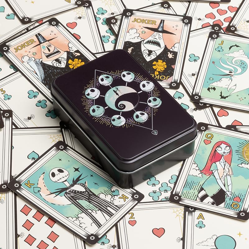 Paladone Nightmare Before Christmas Playing Cards in Collectable Tin - Officially Licensed Disney Merchandise, Standard Deck of 52 Cards with Character Illustrations, Gift for Jack Skellington Fans