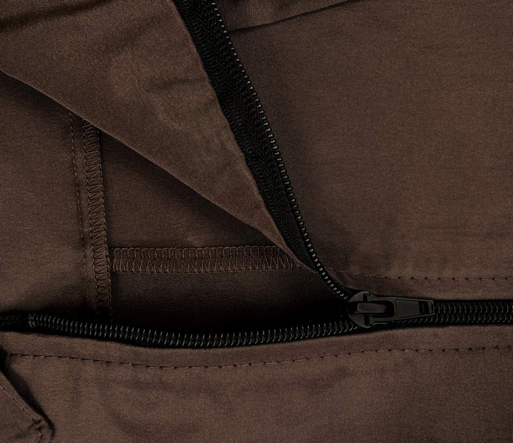 A Size Above Big & Tall Barber Jacket, Cut for Fuller Figures, Short Sleeve with Zipper Front, Left Breast Pocket Plus Two Lower Pockets, Lightweight, Water Resistant Nylon/Poly, Chocolate Brown, 3X