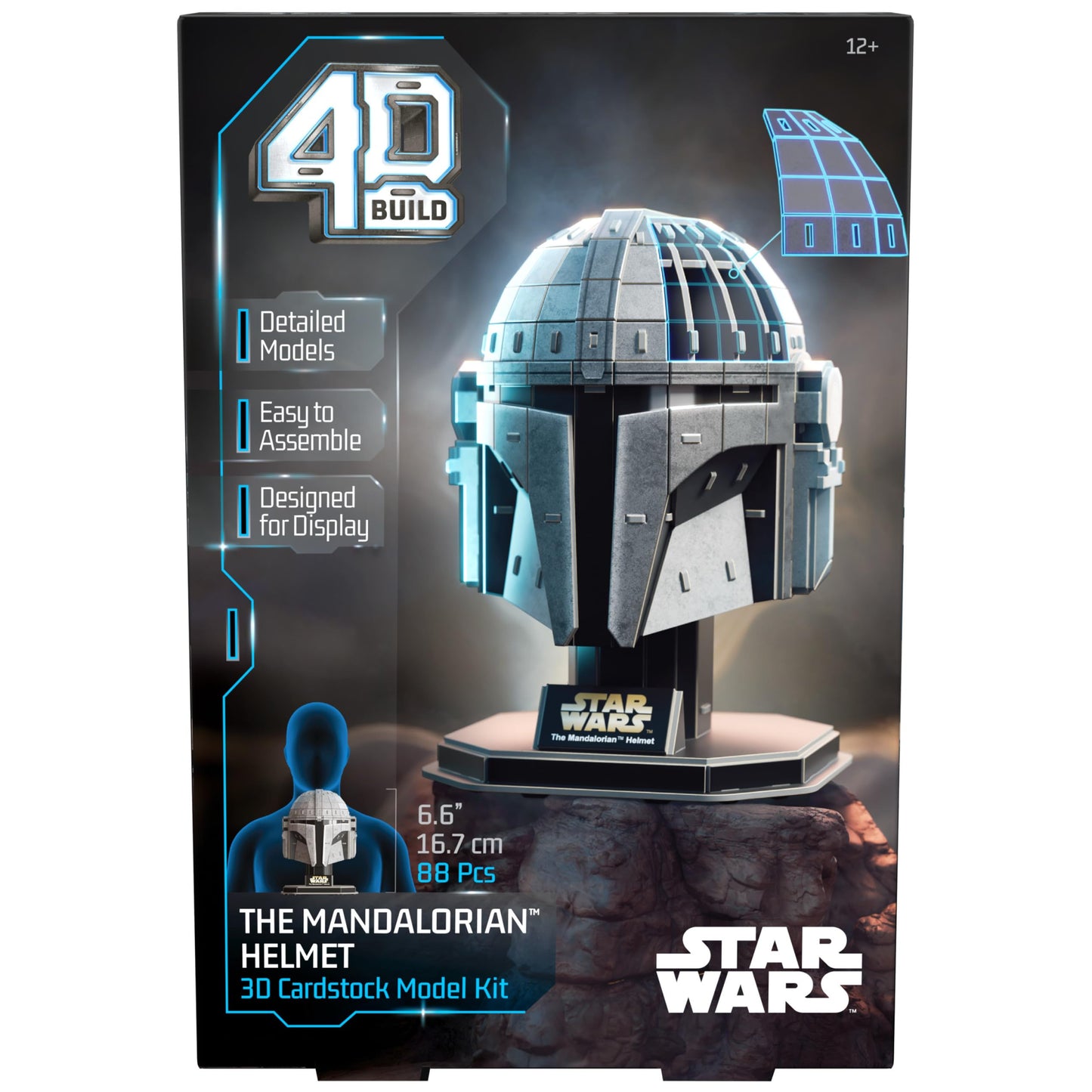 4D Build, Star Wars Mandalorian Helmet 3D Model Kit, Star Wars Collectibles & Desk Decor, Adult Puzzle, Building Toys, 3D Puzzles for Adults & Teens, 88 Pieces, Gift Ideas for Ages 12 & Up