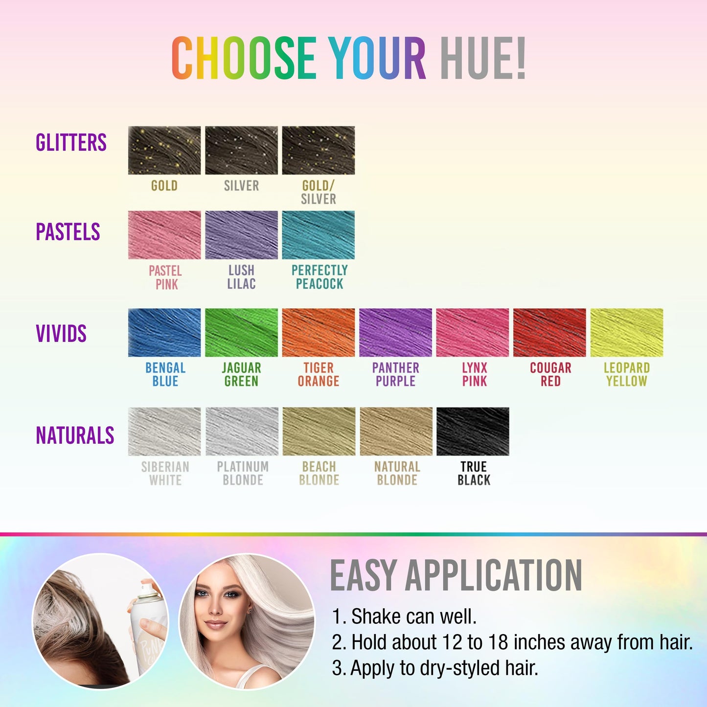 Punky Temporary Hair Color Spray, Siberian White, Fast-Drying, Non-Sticky, Non-Damaging, Travel Size Hair Dye for Instant Vivid Hair Color, 3.5 oz