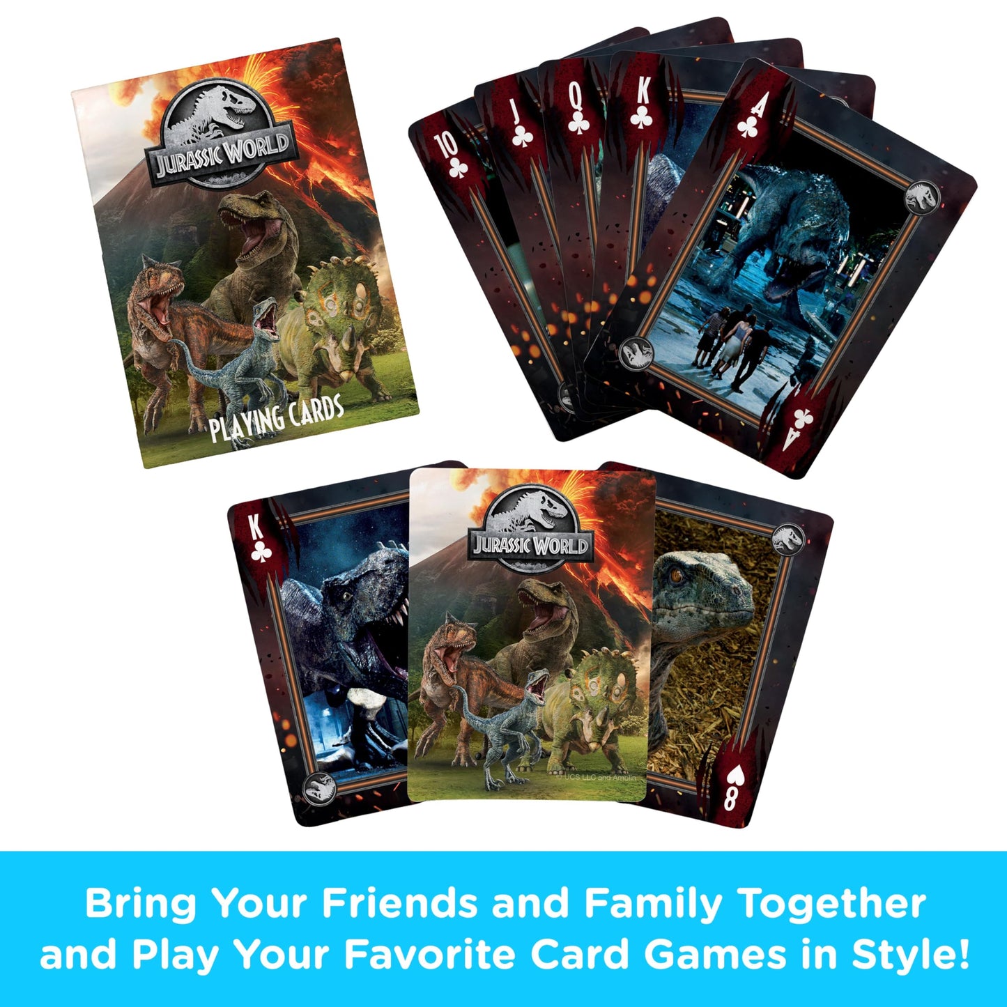 AQUARIUS Jurassic World Playing Cards – Jurassic World Themed Deck of Cards for Your Favorite Card Games - Officially Licensed Jurassic World Merchandise & Collectibles