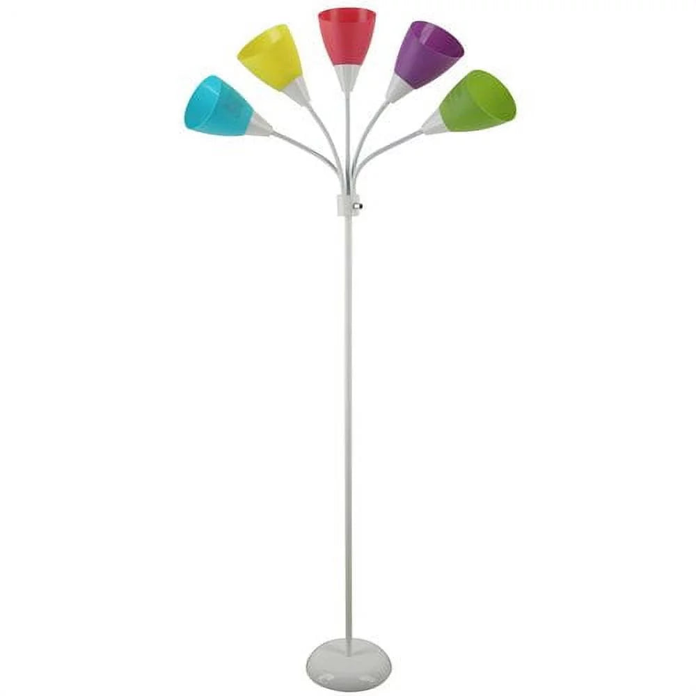 Mainstays 5-Light Metal Floor Lamp, Silver Finish, Multi Shades