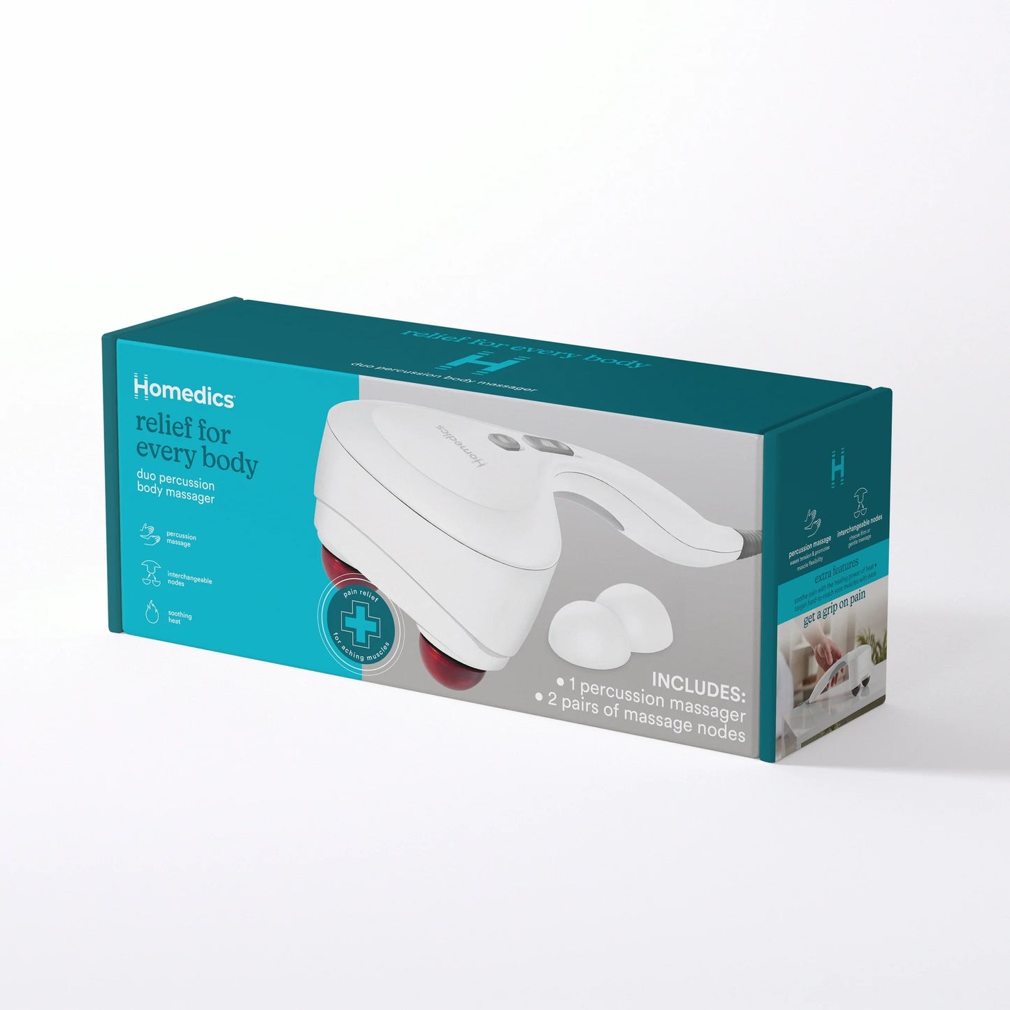 Homedics Handheld Percussion Dual Node Body Massager with Heat