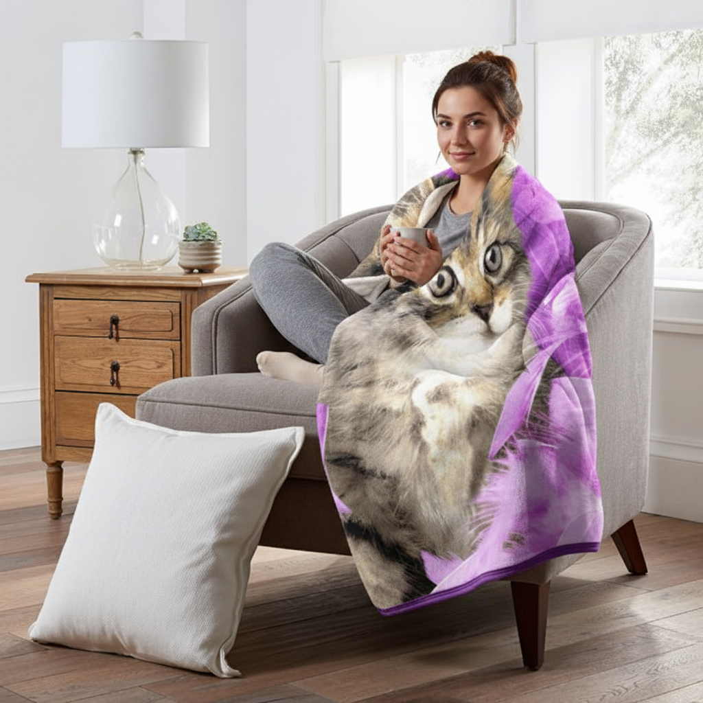 American Heritage Collection Wilderness Throw, 50" x 60", Kittens & Feathers - Realmdrop Shop