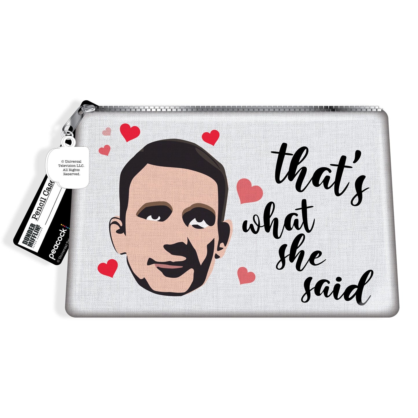 The Office Valentine's Day Canvas Zipper Pouch, 8 in W x 5 in H, White, Unisex, Ages 6+