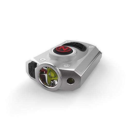 NEBO 400-Lumen Key Chain Flashlight: Features 6 Unique Light Modes, Including 400 Lumen Turbo Mode and 3 LED Color Options; Easily Secured via Necklace, Lanyard or Keyring – MYCRO 6714 (Silver)