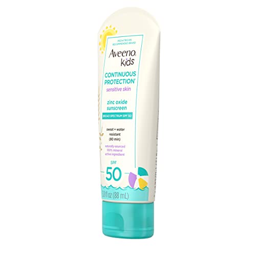 Aveeno Kids Continuous Protection Zinc Oxide Mineral Sunscreen Lotion for Children's Sensitive Skin