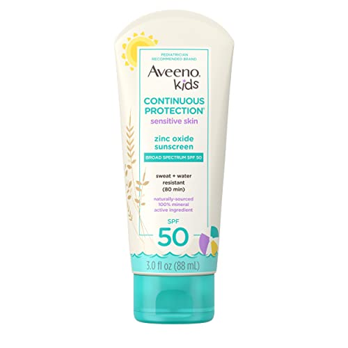 Aveeno Kids Continuous Protection Zinc Oxide Mineral Sunscreen Lotion for Children's Sensitive Skin