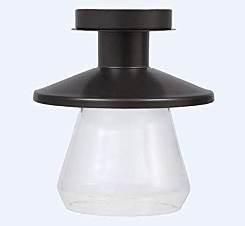 SYLVANIA Vintage Lincoln Barn Lantern Flush Light Fixture with 1 ST19 LED Dimmable ST19 Bulb Included, 800 Lumens, Black (60059)