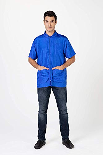 Betty Dain Nylon Barber Jacket, Royal Blue, M