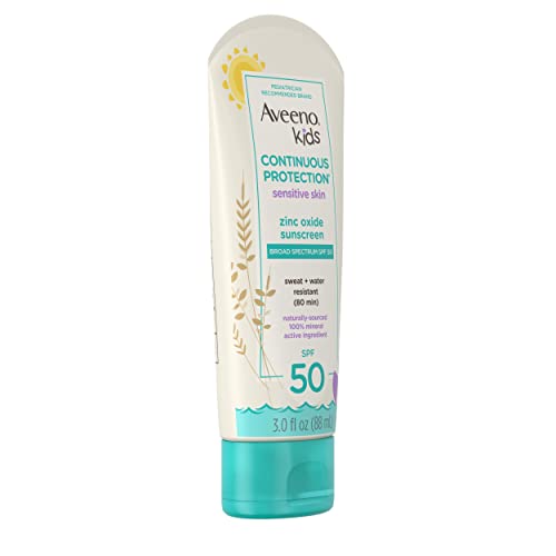 Aveeno Kids Continuous Protection Zinc Oxide Mineral Sunscreen Lotion for Children's Sensitive Skin
