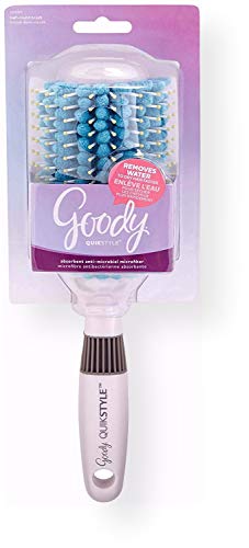 Goody 06087 Quik Style Half-Round Styler Brush with Absorbent Microfiber Bristles, Blue/Silver Color, Pack of 1