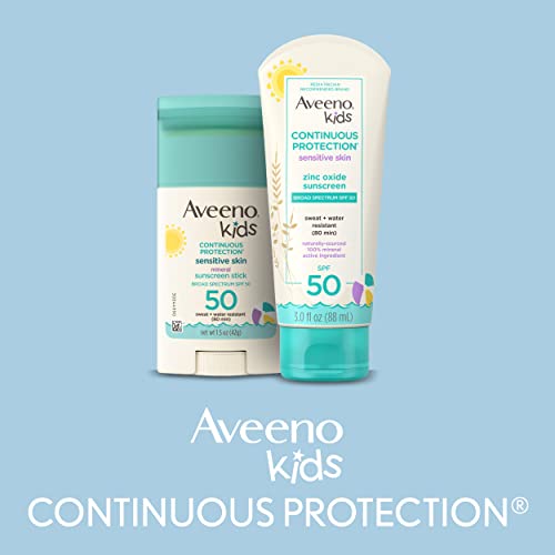 Aveeno Kids Continuous Protection Zinc Oxide Mineral Sunscreen Lotion for Children's Sensitive Skin
