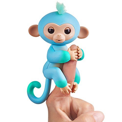 Fingerlings 2Tone Monkey - Charlie (Blue with Green Accents) - Interactive Baby Pet