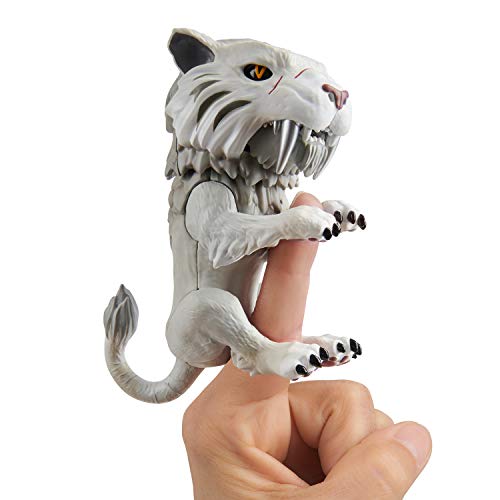 WowWee Untamed Sabre Tooth Tiger by Fingerlings – Silvertooth (Silver) – Interactive Collectible Toy - Realmdrop Shop