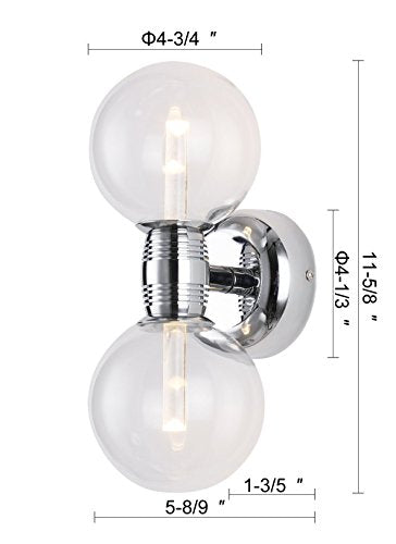 Trend RUNNLY Wall Lamp Sconce Light Bathroom Vanity Lighting with Cree Chip 2x5W, Chrome with Clear Glass