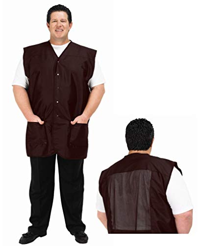 A Size Above Big & Tall Vented Mesh Back Barber Vest, Chocolate Brown / BLACK, STYLE 2218