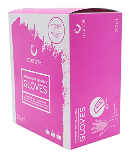 Colortrak Reusable Powder Free Latex Gloves, 20 Count, Multi-Use, Lightweight Latex, Textured Finish, Black Color Hides Stains, Reusable to Reduce Waste, Medium