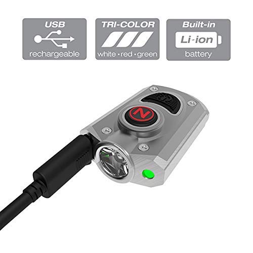 NEBO 400-Lumen Key Chain Flashlight: Features 6 Unique Light Modes, Including 400 Lumen Turbo Mode and 3 LED Color Options; Easily Secured via Necklace, Lanyard or Keyring – MYCRO 6714 (Silver)