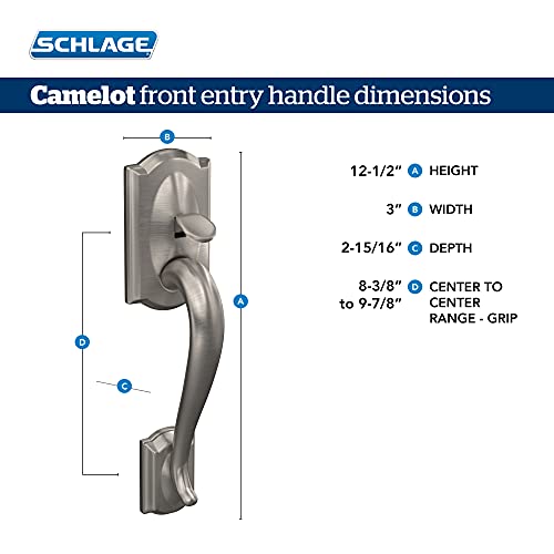 Schlage FE285 CAM 619 GEO Camelot Front Entry Handleset with Georgian Knob Lower Half Grip, Standard Interior Trim, Satin Nickel