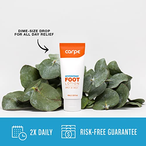 Carpe Antiperspirant Foot Lotion, A dermatologist-recommended solution to stop sweaty, smelly feet, Helps prevent blisters, Great for hyperhidrosis