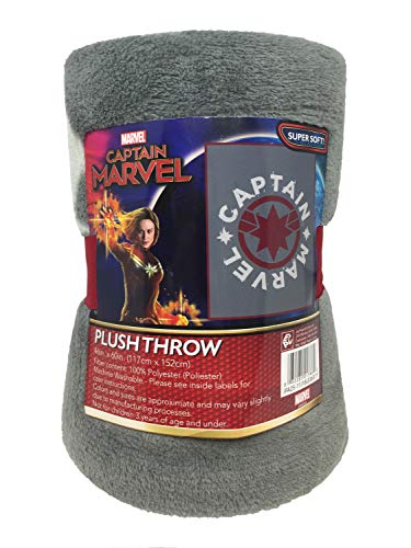 Jay Franco Captain Marvel Taking Off Throw Blanket, Gray