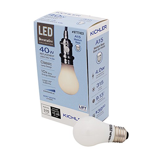 Kichler Frosted 40W Equivalent 4w Dimmable a15 Vintage LED Decorative Light Bulb Vintage Antique Style Light Bulb