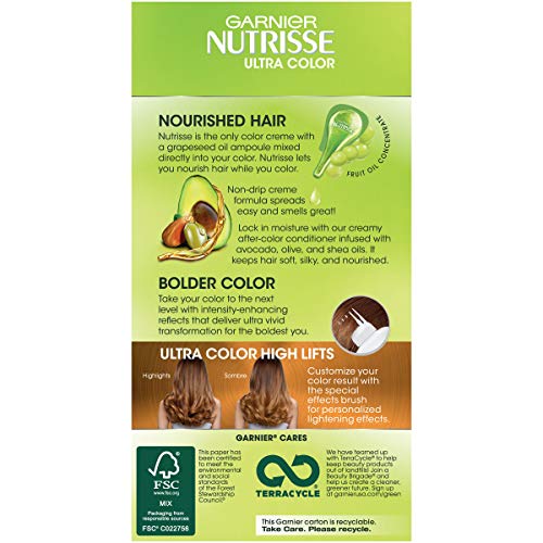 Garnier Nutrisse Ultra Color Nourishing Permanent Hair Color Cream, B3 Golden Brown (1 Kit) Brown Hair Dye (Packaging May Vary), Pack of 1