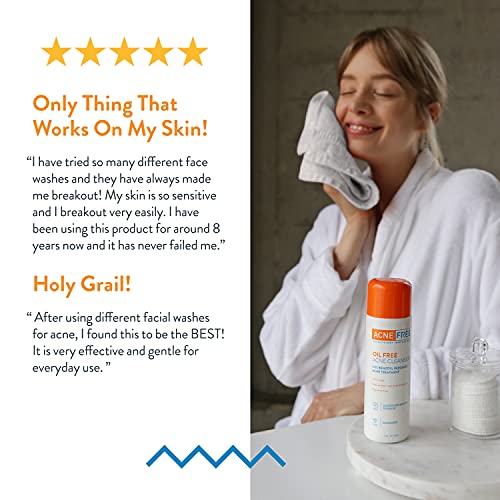 Acne Free Oil-Free Acne Cleanser, Benzoyl Peroxide 2.5% Acne Face Wash with Glycolic Acid to Prevent and Treat Breakouts, 8 Ounce
