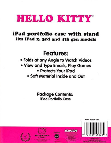 Hello Kitty iPad Portfolio Case with Stand Fits iPad 2nd, 3rd and 4th Gen