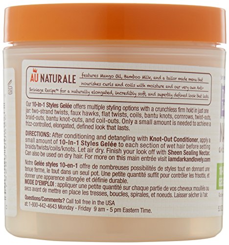 SoftSheen-Carson Dark and Lovely Au Naturale Anti-Shrinkage 10-in-1 Styles Gele, 5.3 oz