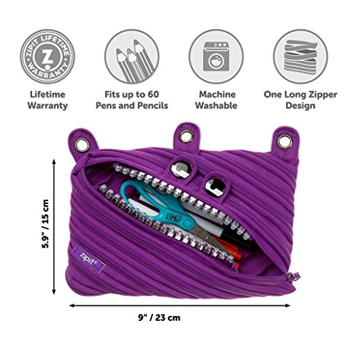 ZIPIT Grillz 3-Ring Pencil Case, Purple