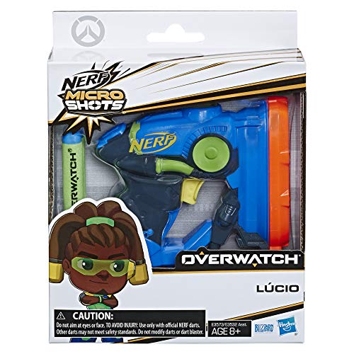 NERF Microshots Overwatch Lucio Blaster -- Includes 2 Official Elite Darts -- for Kids, Teens, Adults