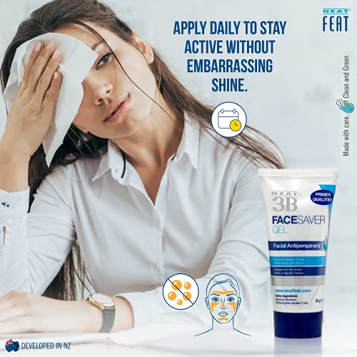 Neat Feat 3B Face Saver Antiperspirant Gel for Facial Perspiration & Shine, White and Blue, 1.76 Fl Oz