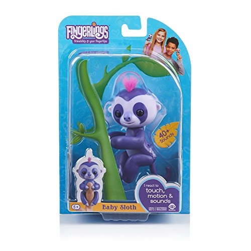 Fingerlings Baby Sloth - Marge (Purple) - Interactive Baby Pet - by WowWee