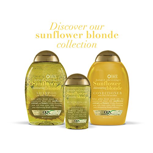 OGX Hydrate & Color Reviving + Sunflower Shimmering Blonde Conditioner with UVA/UVB Sun-Filters, 13 Ounce