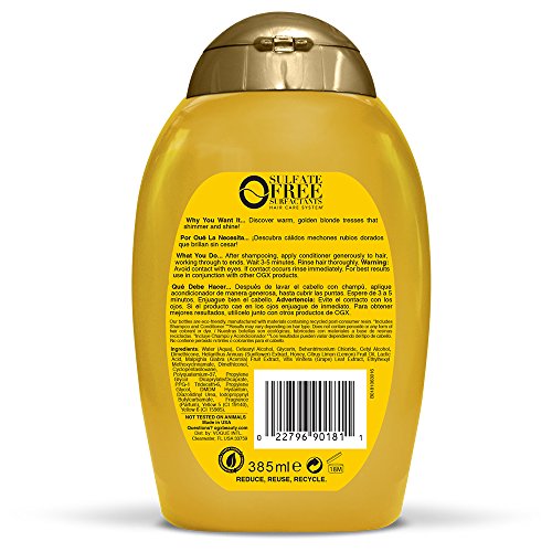 OGX Hydrate & Color Reviving + Sunflower Shimmering Blonde Conditioner with UVA/UVB Sun-Filters, 13 Ounce