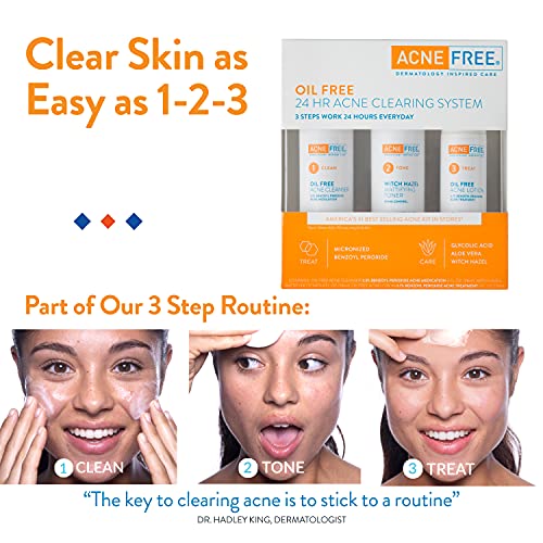 Acne Free Oil-Free Acne Cleanser, Benzoyl Peroxide 2.5% Acne Face Wash with Glycolic Acid to Prevent and Treat Breakouts, 8 Ounce