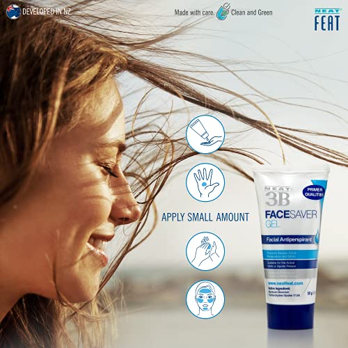 Neat Feat 3B Face Saver Antiperspirant Gel for Facial Perspiration & Shine, White and Blue, 1.76 Fl Oz