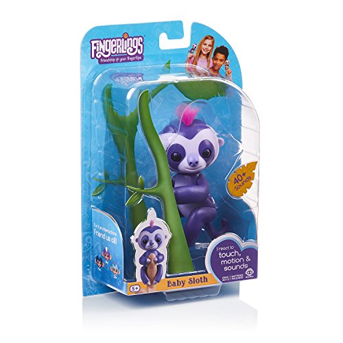 Fingerlings Baby Sloth - Marge (Purple) - Interactive Baby Pet - by WowWee