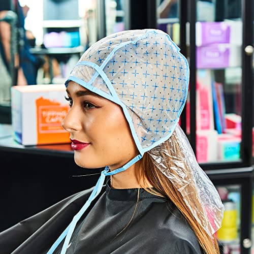 Colortrak 12 Disposable Hair Dyeing Caps with 1 Needle Kit for Tipping, Color and Highlighting, Lined Cap with Neck Protector Minimizes Color Bleeding, Pull-Out Visor Protects Face, Flap Protects Skin