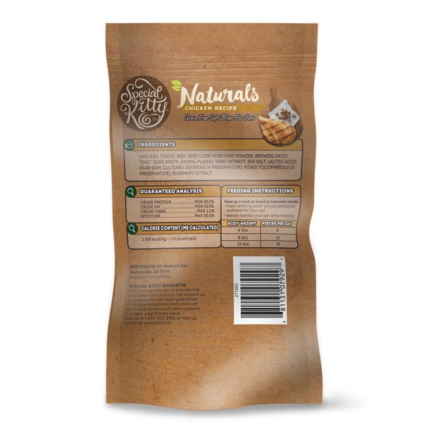 Special Kitty Naturals Grain Free Soft Bites for Cats, Chicken Flavor, 2.1 oz